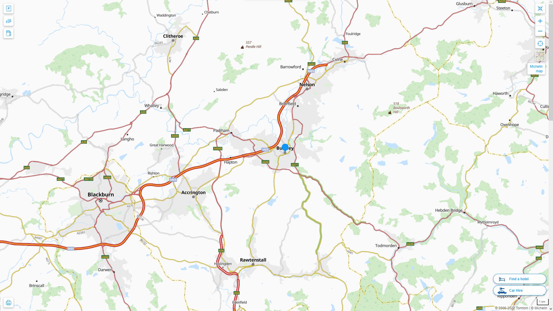 Burnley Royaume Uni Autoroute et carte routiere